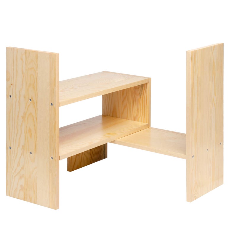VERGOODR Desktop Organizer Office Storage Rack Adjustable Natural Wood Display Book Shelf Stand Rack Wood Caddy Desk Organizer Set Office Storage Expandable Tabletop - Image 5
